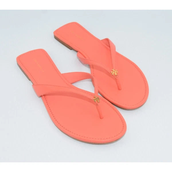 Tory Burch Leather Capri Medallion Classic Thong Flip Flop Sandals Size 9.5M