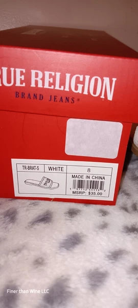 New True Religion Brat Style White Mesh Slip-On Slides Women Size 8