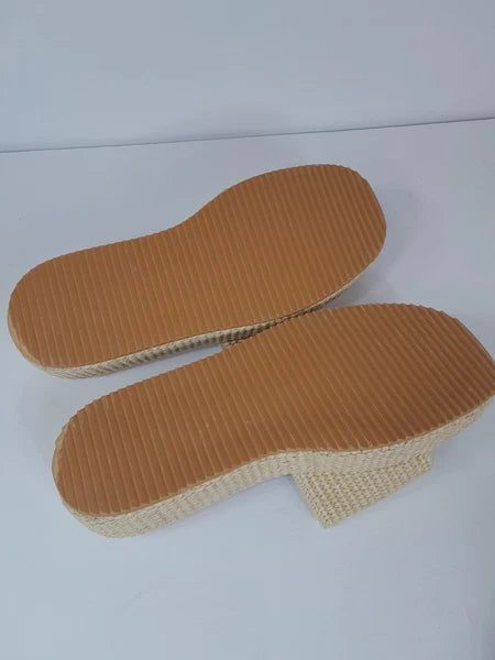 Platform Sandals Raffia Espadrilles Slip On Slides,  Summer Sz 10