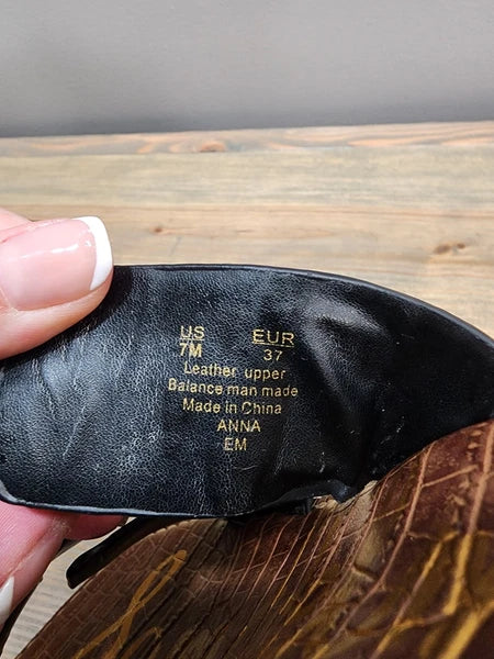 Sam Edelman Anna Sandals Size 7M Cork Platform Wedge Black Double Strap Buckle