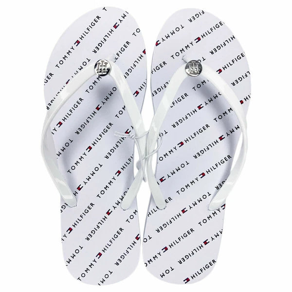 NWT TOMMY HILFIGER AUTHENTIC BRYAR WOMEN'S WHITE SANDALS FLIP FLOPS SIZE 10