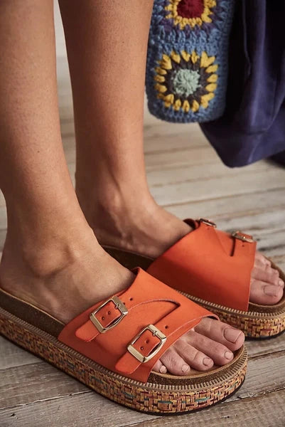 New FREE PEOPLE Caravelle Cork Footbed Platform Sandal 8.5 Boho Shoes Tiger Lily
