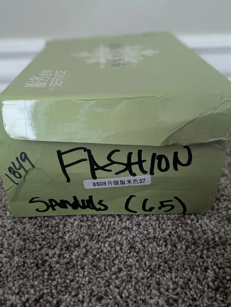 Size 6.5 Women's Fashion Thick Bottom Cute Bow Strappy Sandal Beach Beige Shoes