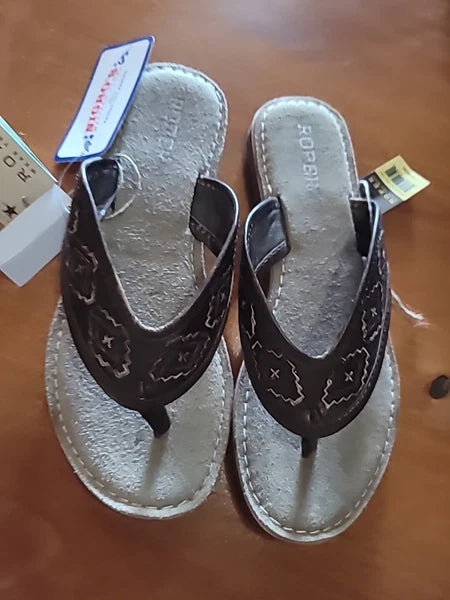 Roper Womens Leather Indian Style New Sandals Sz 7 Nwt Free Shipping