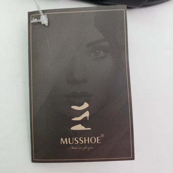 Musshoe Womens Size 9 Black Ribbon Bow Fashion Slip On Slide Sandals