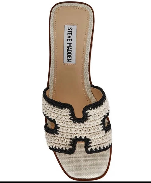 Steve Madden Hadyn-M Macrame Woven Flat Slide Sandals Sz-7.5 New In Box