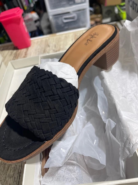 Style & Co Women Block Heel Slide Sandals Cassandraa Size US 9M Black New in Box