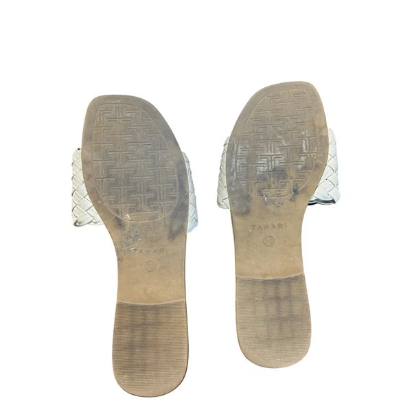 Tahari White Woven Slide Sandals Women's Size 10 Casual Summer Slip-On Shoes