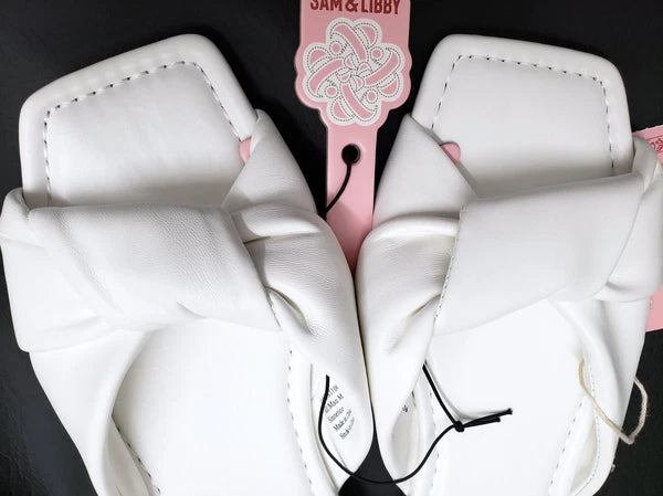 SAM & LIBBY Women's Tallulah Slide Sandals Shoes Size US 8.5 White NEW