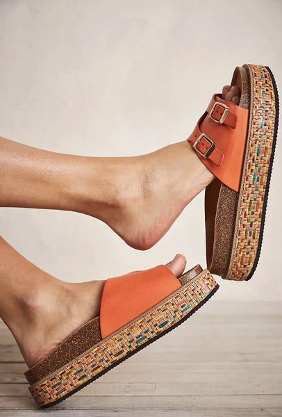 New FREE PEOPLE Caravelle Cork Footbed Platform Sandal 8.5 Boho Shoes Tiger Lily