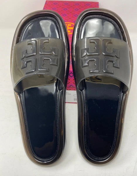 NIB TORY BURCH $188 BLACK BUBBLE JELLY SLIDE SANDAL/Sz 9 39 EU Style 85010