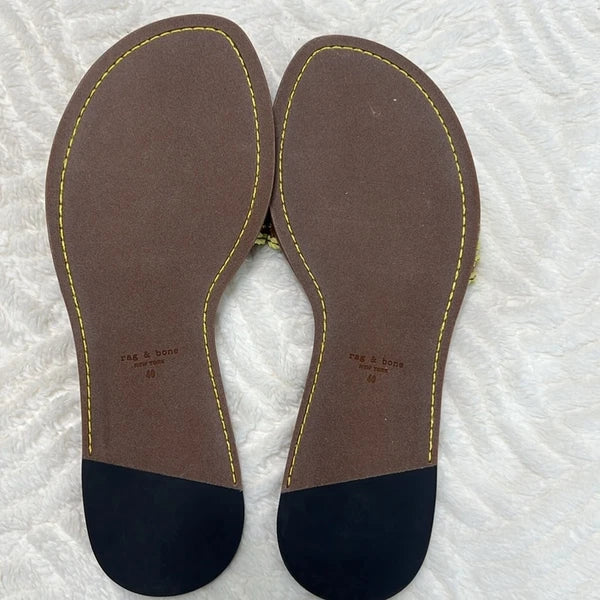 Rag & Bone Melrose Woven Slides Sz 40 in Limelight New,Leather,Resort Style