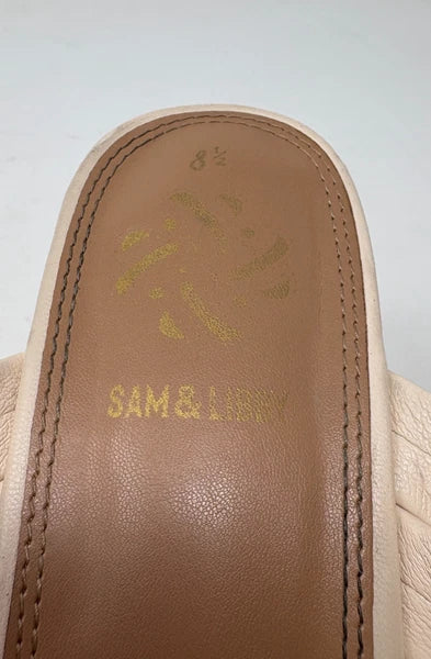 Sam & Libby Womens Cayla Ivory Faux Leather Cork Wedge Slide Size 8.5 Sandals