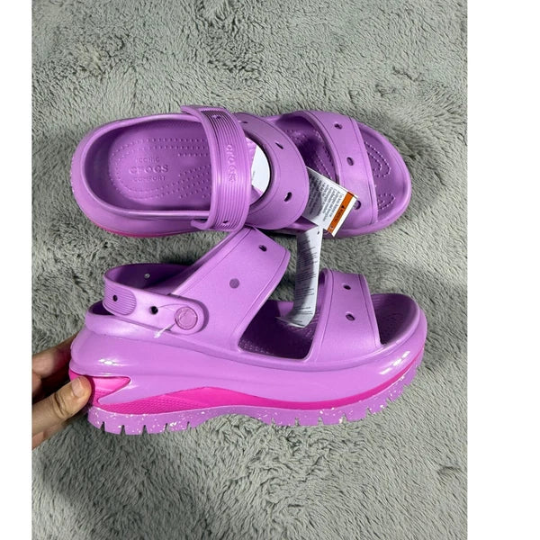 NWT Crocs M9/W11 Mega Crush Sandal Lavender Very Berry Platform Comfort Shoes