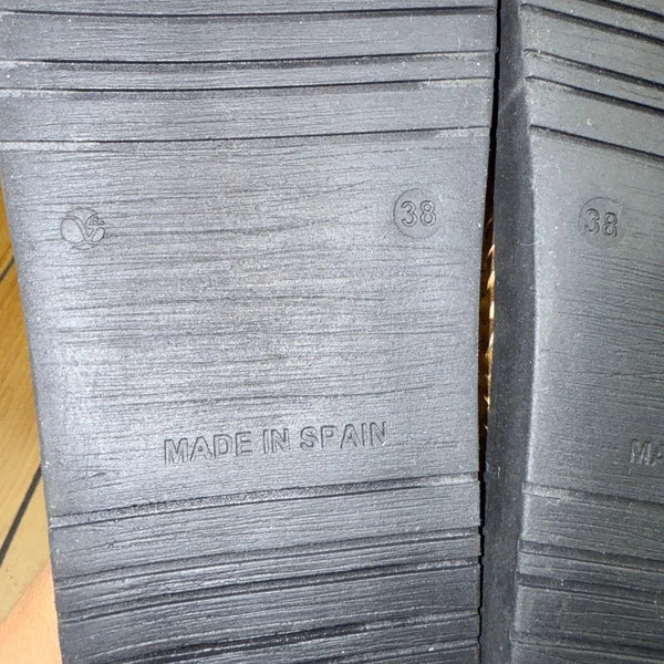 Yokono Gold Woven Leather Adjustable Buckle Slides Sandals Size 7.5