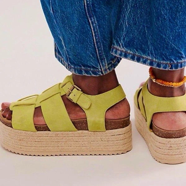 New Free People Marine Dream Flatform Sandals Shoes Green Suede Pistachio 39