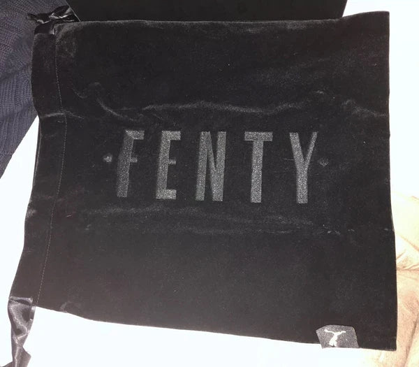 PUMA X FENTY ESPADRILLE JET BLACK RIHANNA FASHION Slides Slipper Sz 5.5 w/ Pouch