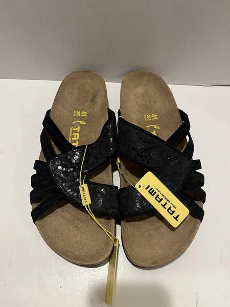 NWT Birkenstock Tatami Black Strappy Sandals Slides Women’s EU 41 US 10