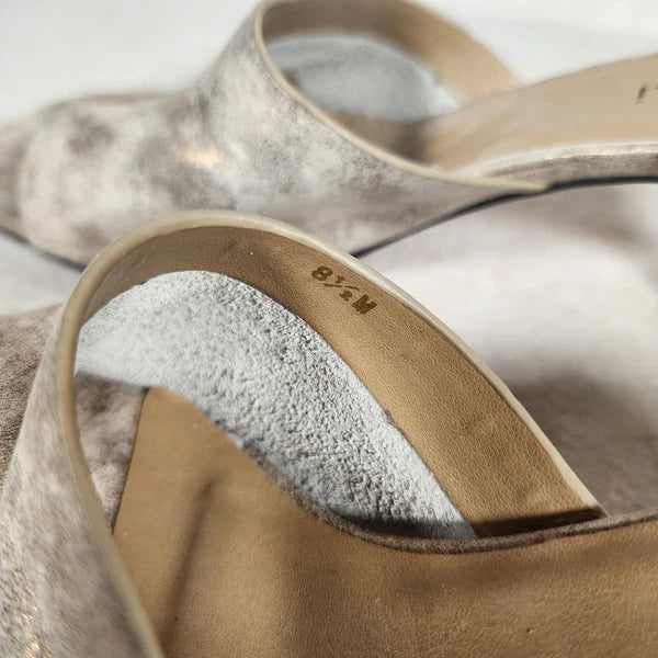 VanEli Kitten Heel Mules Thong Sandal Slides Gold Metallic 8.5M