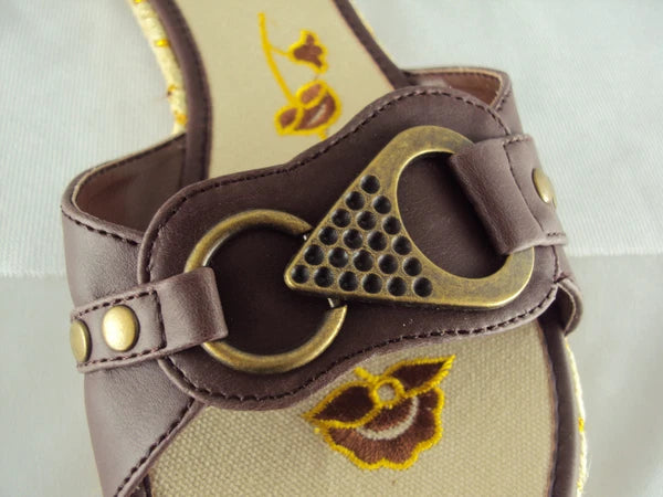 Women's Buckle Slide Sandal, Easy USA Style #S7817, Dark Brown NEW