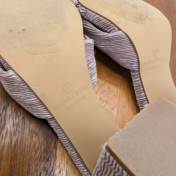 Lulus Asher Sandals 9 Mauve Pink Purple Textured Fabric Slide Knotted High Heel