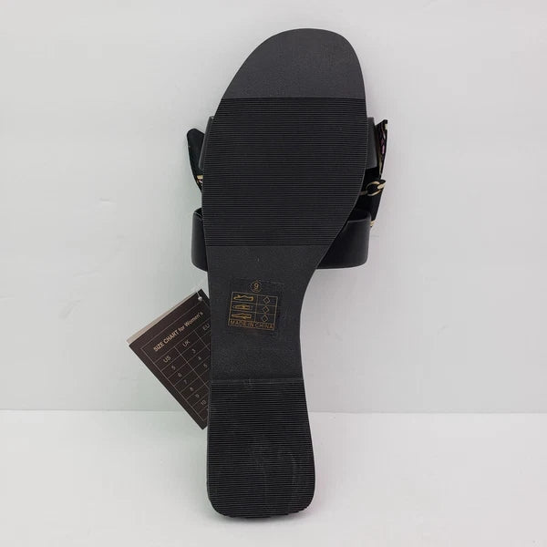 Musshoe Womens Size 9 Black Ribbon Bow Fashion Slip On Slide Sandals