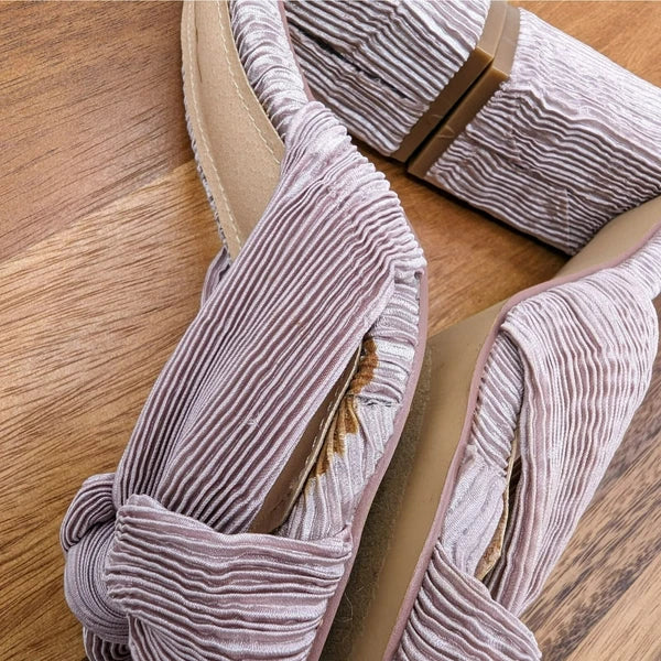 Lulus Asher Sandals 9 Mauve Pink Purple Textured Fabric Slide Knotted High Heel