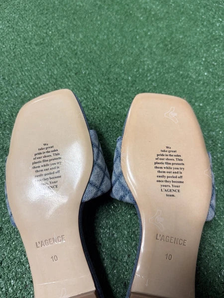 L’Agence Aloise Denim Slide Sandal Flat Women’s Size 10 Fashion Sold Out NEW