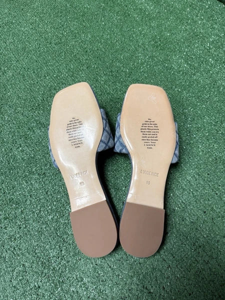 L’Agence Aloise Denim Slide Sandal Flat Women’s Size 10 Fashion Sold Out NEW