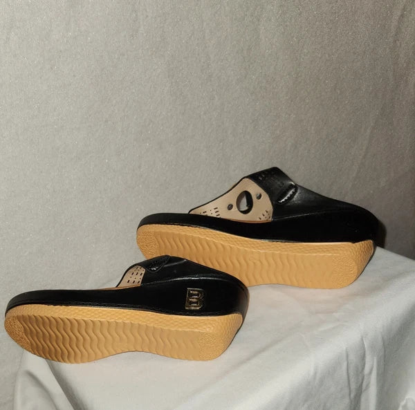 Women's Black Fashionable Wedge Flip-Flops Size 6.5