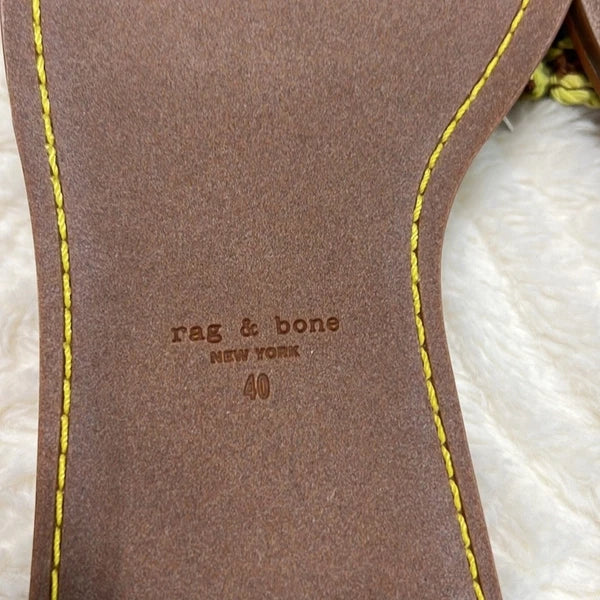 Rag & Bone Melrose Woven Slides Sz 40 in Limelight New,Leather,Resort Style