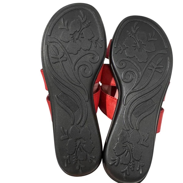 NEW Easy Street Women's 6.5 Wide Nori Red Beaded Jeweled Slip On Sandals