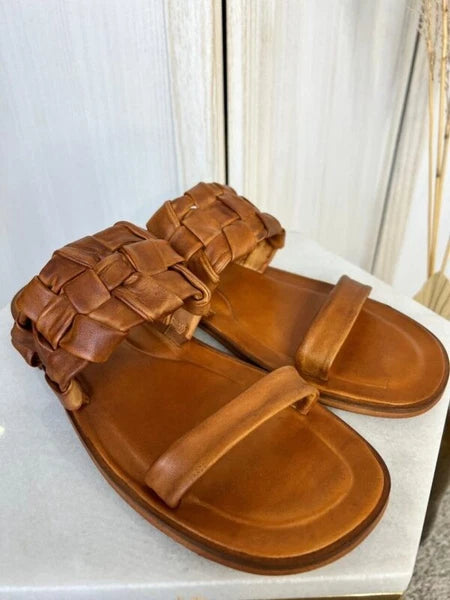 NEW  Free People Winding River Leather Slip On Slide Sandal  sz 37