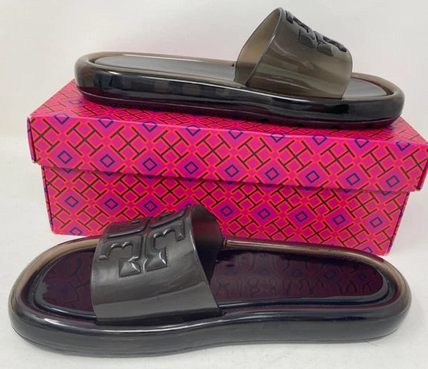 NIB TORY BURCH $188 BLACK BUBBLE JELLY SLIDE SANDAL/Sz 9 39 EU Style 85010