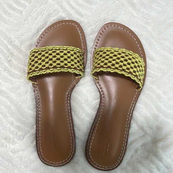 Rag & Bone Melrose Woven Slides Sz 40 in Limelight New,Leather,Resort Style