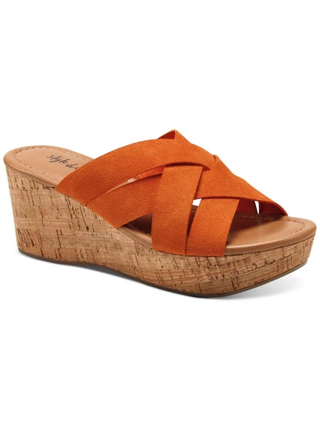 STYLE & COMPANY Womens Orange Violettee Wedge Slide Sandals Shoes 9.5 M