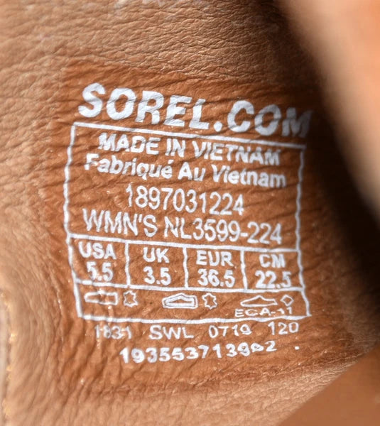 Sorel Roaming Buckle Slide Brown Leather Two Strap Womens Sandals Size 5.5 NWOB