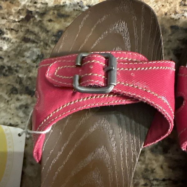 NEW Dr. Scholl's Women's Size 7 Wood Style Sandals with Pink Straps
