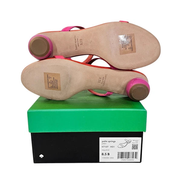 KATE SPADE NIB $228 Pink Coral Palm Springs Patent Leather Slide Sandals 8.5