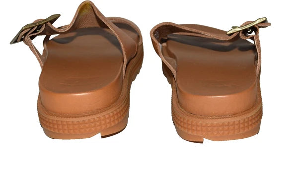 Sorel Roaming Buckle Slide Brown Leather Two Strap Womens Sandals Size 5.5 NWOB