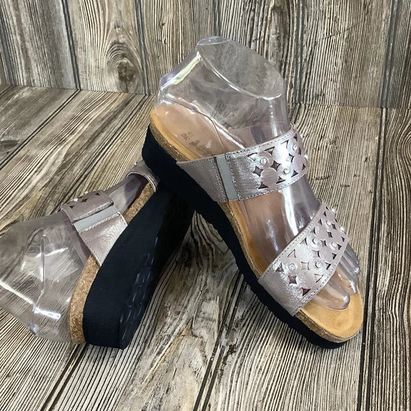 Naot Womens Size 36-5 US Susan Wedge Slide Sandals Metallic Rhinestones Leather