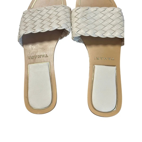 Tahari White Woven Slide Sandals Women's Size 10 Casual Summer Slip-On Shoes