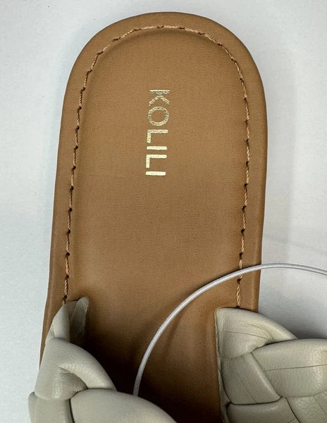 KOLILI Womens Flat Slide Sandals, Summer Fashion Comfy Style - Size 8.5 - Beige