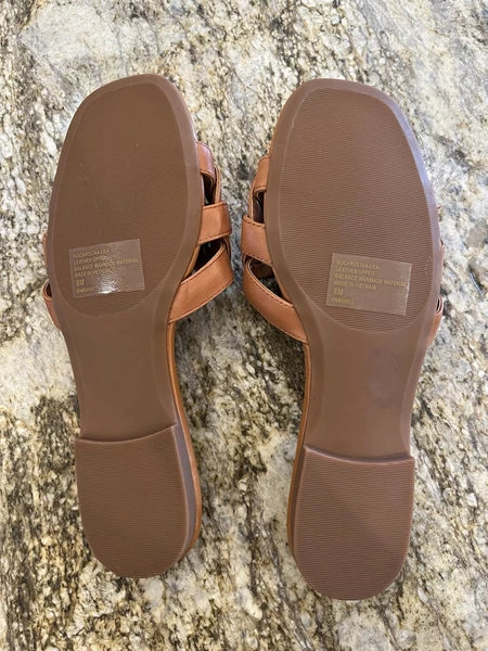 Nordstrom Carolina Slide Tan Toffee 8 Sandals Classic Coastal Boho Chic NWOB