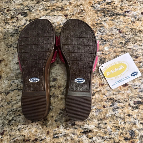 NEW Dr. Scholl's Women's Size 7 Wood Style Sandals with Pink Straps