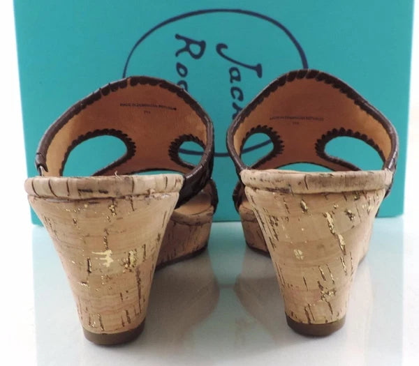 Women's Shoes Jack Rogers Emilia Slide Wedge Sandals Cork Chestnut Brown Size 9