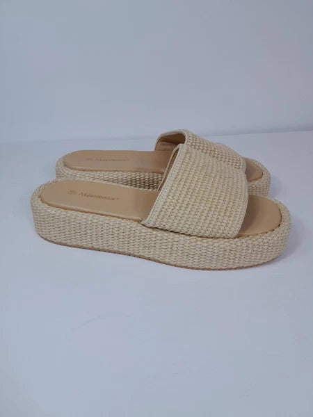 Platform Sandals Raffia Espadrilles Slip On Slides,  Summer Sz 10