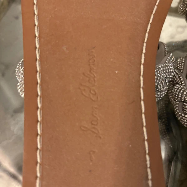 Sam Edelman Shoes Womens Size 9 Silver Braided Sandal Slide Rhinestone Flats