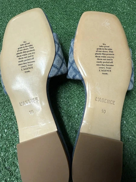 L’Agence Aloise Denim Slide Sandal Flat Women’s Size 10 Fashion Sold Out NEW