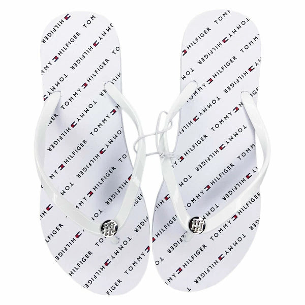 NWT TOMMY HILFIGER AUTHENTIC BRYAR WOMEN'S WHITE SANDALS FLIP FLOPS SIZE 10